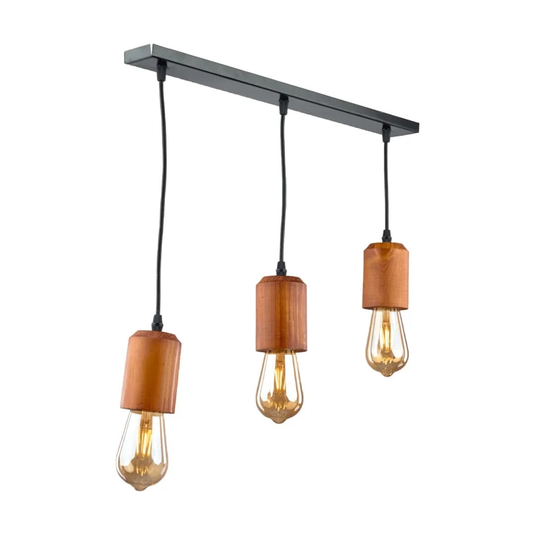 Modern Linear Square Wood Pendant