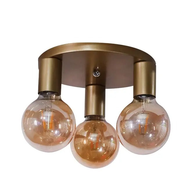 Gold Modern Flush Light  - 3 Lamps - RL-RS-007